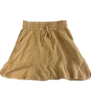 PILCRO by Anthropologie Tan Utility Cargo Pocket Drawstring Mini Skirt Womens